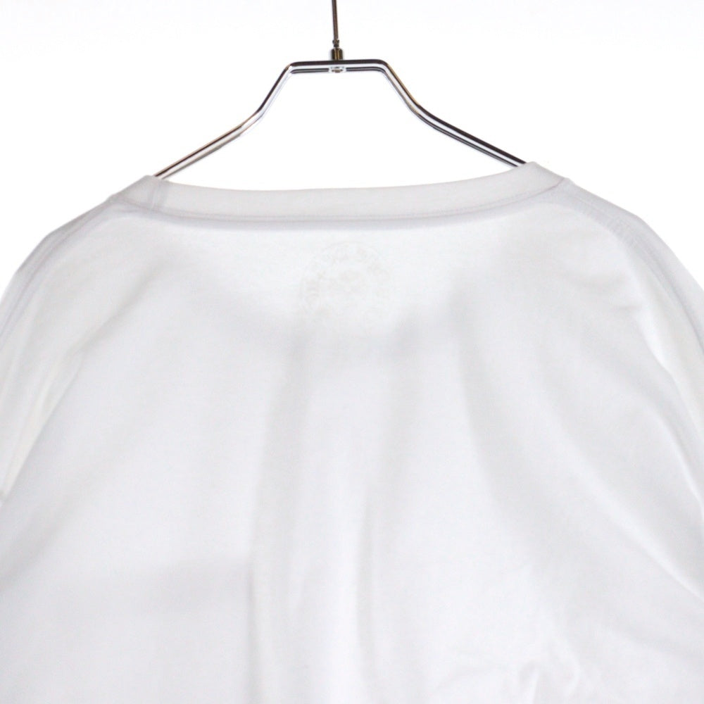 CHROME HEARTS(クロムハーツ) NECK LOGO L/S TEE ネックロゴプリント クルーネック長袖Tシャツ カットソー ホワイト/ブルー