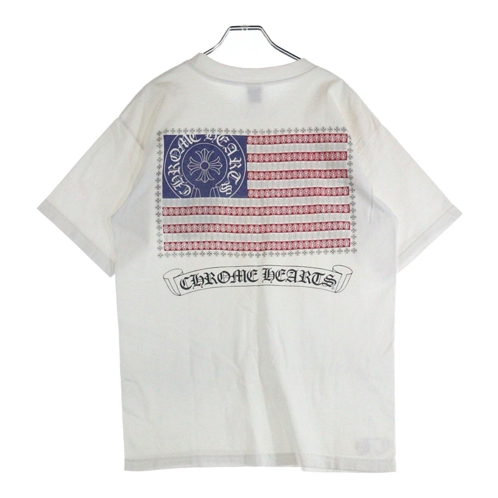 CHROME HEARTS(クロムハーツ) OLD AMERICAN FLAG TEE オールド アメリカンフラッグTシャツ 星条旗 ホースシュープリント 半袖カットソー ホワイト