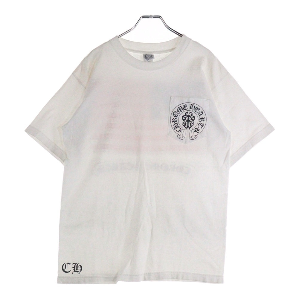 CHROME HEARTS(クロムハーツ) OLD AMERICAN FLAG TEE オールド アメリカンフラッグTシャツ 星条旗 ホースシュープリント 半袖カットソー ホワイト