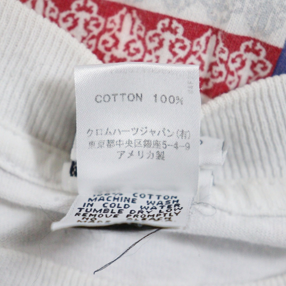 CHROME HEARTS(クロムハーツ) OLD AMERICAN FLAG TEE オールド アメリカンフラッグTシャツ 星条旗 ホースシュープリント 半袖カットソー ホワイト