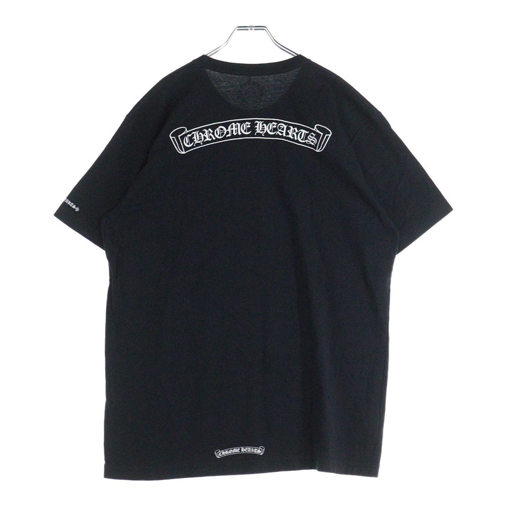 CHROME HEARTS(クロムハーツ) CH T-SHIRT スクロールラベルプリント クルーネック ポケット 半袖Tシャツ ブラック