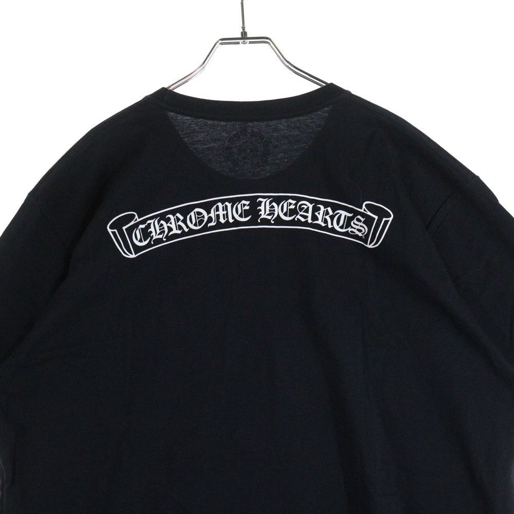 CHROME HEARTS(クロムハーツ) CH T-SHIRT スクロールラベルプリント クルーネック ポケット 半袖Tシャツ ブラック