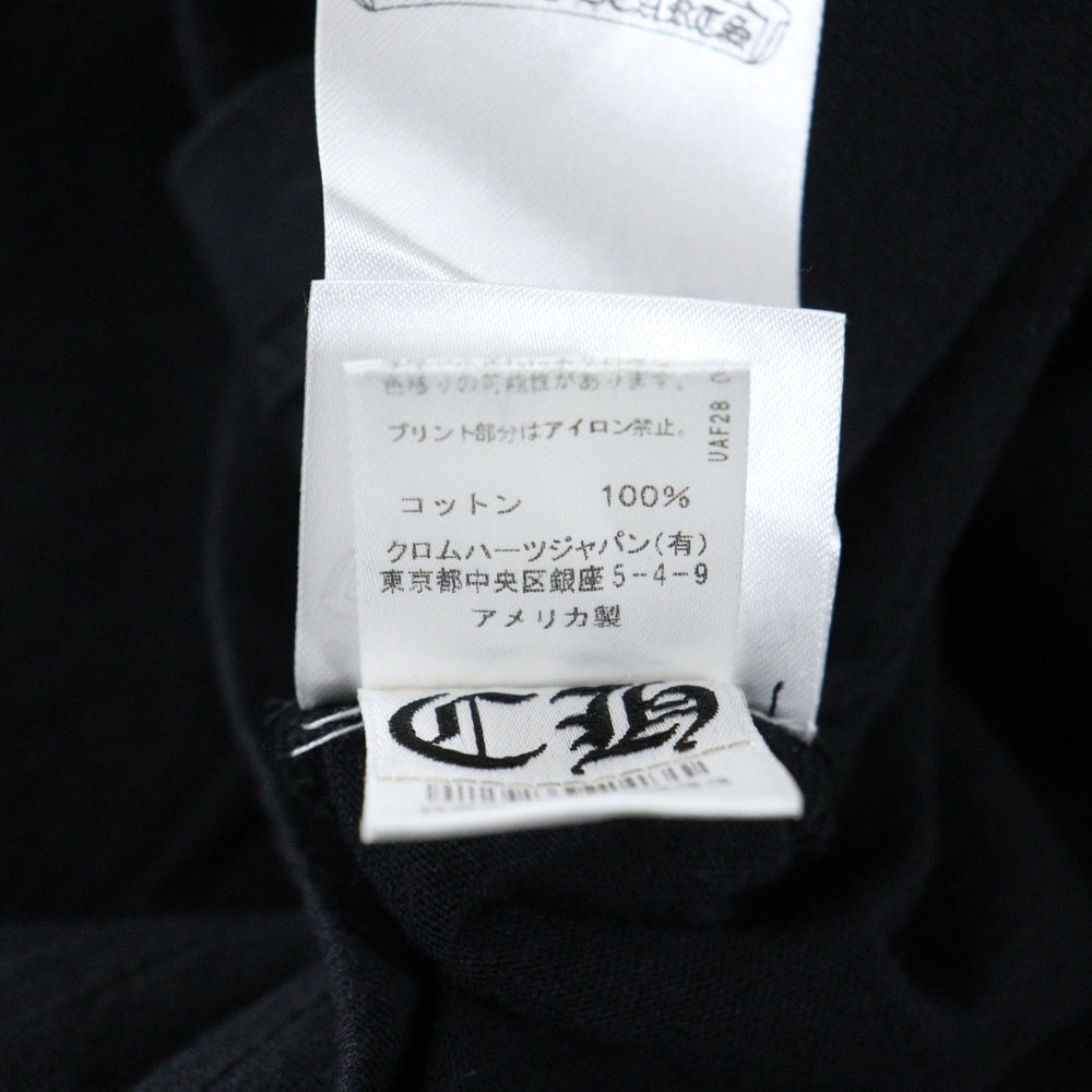 CHROME HEARTS(クロムハーツ) CH T-SHIRT スクロールラベルプリント クルーネック ポケット 半袖Tシャツ ブラック