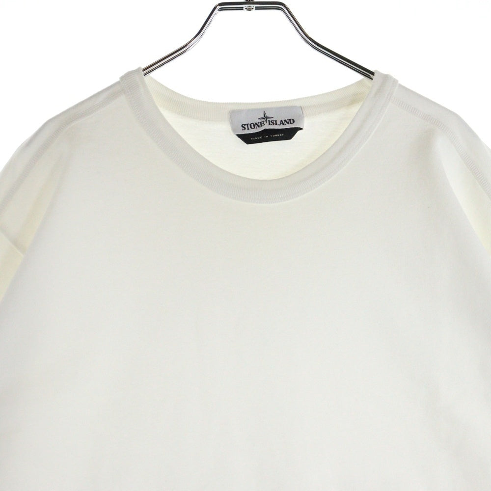 STONE ISLAND(ストーンアイランド) 21AW GAUZED COTTON 長袖Tシャツ 袖ロゴパッチ ホワイト 751564450