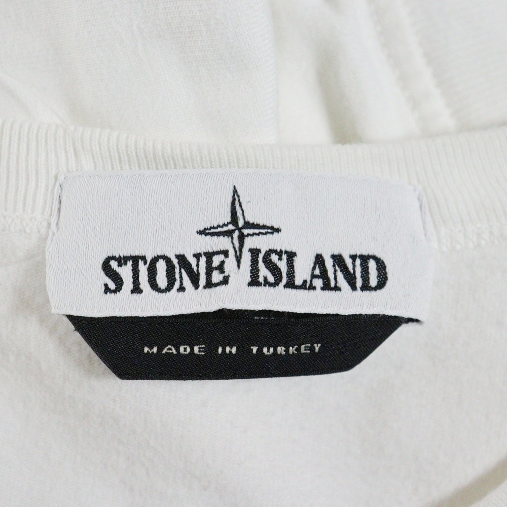 STONE ISLAND(ストーンアイランド) 21AW GAUZED COTTON 長袖Tシャツ 袖ロゴパッチ ホワイト 751564450