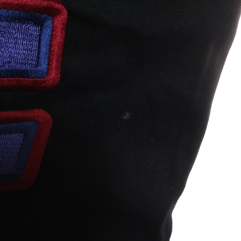 NO BRAND(ノーブランド) PURPLE STAIN SPLAY LOGO DENIM PANTS パープルステイン ブランド刺繍 デニムパンツ ブラック