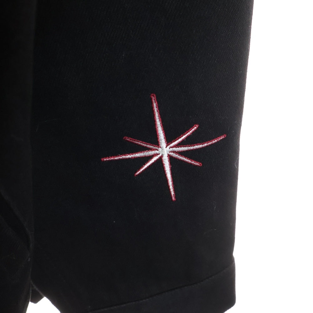 NO BRAND(ノーブランド) PURPLE STAIN SPLAY LOGO DENIM JACKET ブランド刺繍 パープルステイン デニムジャケット ブラック