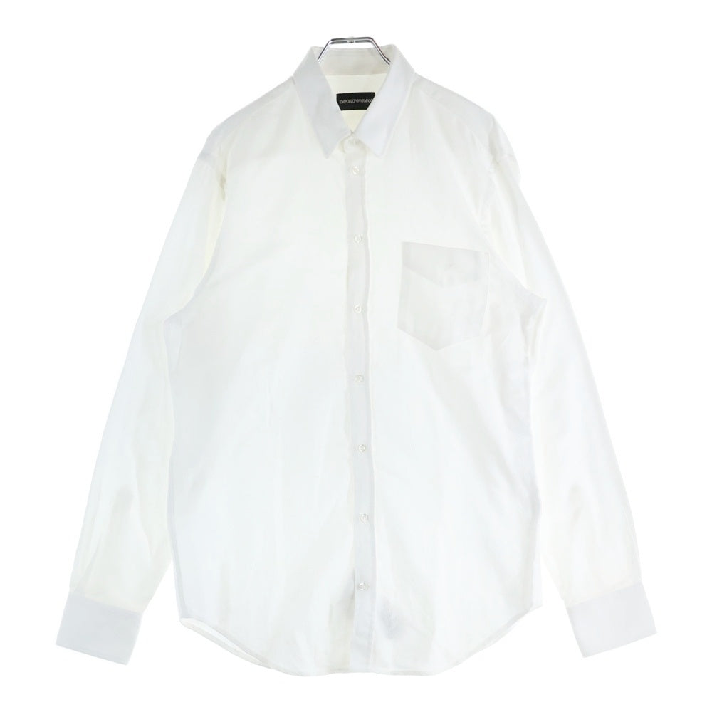 EMPORIO ARMANI(エンポリオアルマーニ) ロングスリーブ 長袖シャツ フロント刺繍ロゴ コットン ホワイト