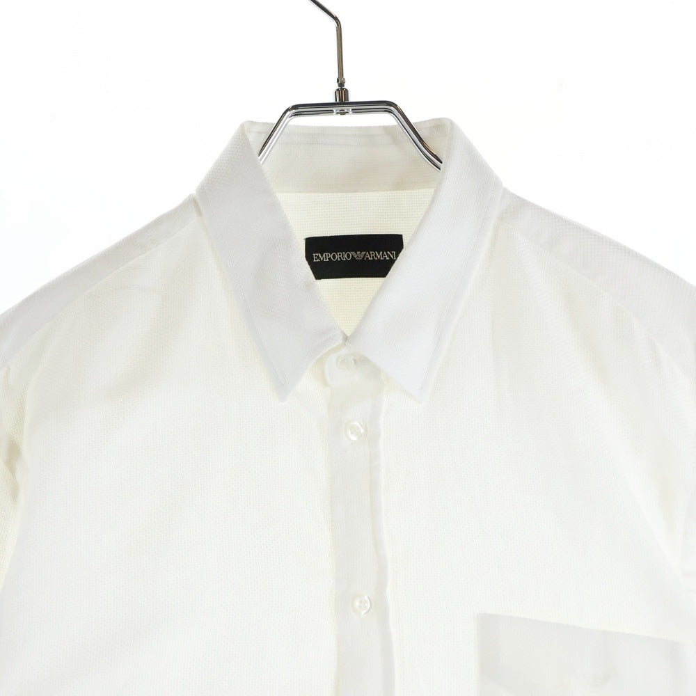 EMPORIO ARMANI(エンポリオアルマーニ) ロングスリーブ 長袖シャツ フロント刺繍ロゴ コットン ホワイト