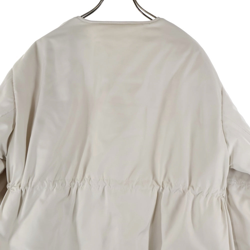 NO BRAND(ノーブランド) MERI SORONA中綿 ウエストドロストノーカラーコート ホワイト