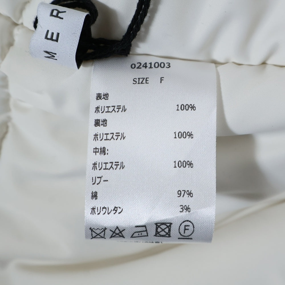 NO BRAND(ノーブランド) MERI SORONA中綿 ウエストドロストノーカラーコート ホワイト