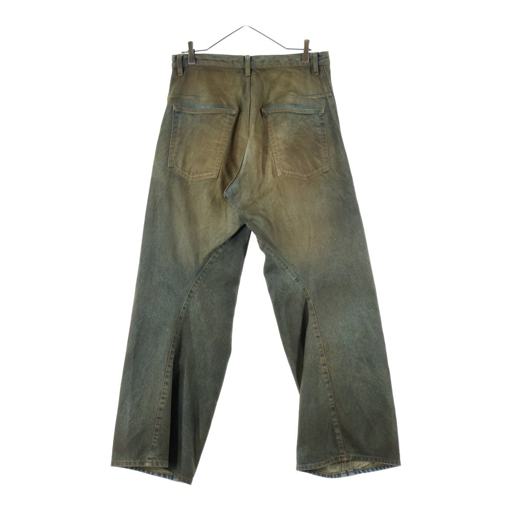 NVRFRGT(ネバーフォーゲット) STUDIOUS別注 3D TWISTED WIDE LEG JEANS OIL オイルコーティング ワイドレッグパンツ インディゴ/ブラウン EXST241P01A