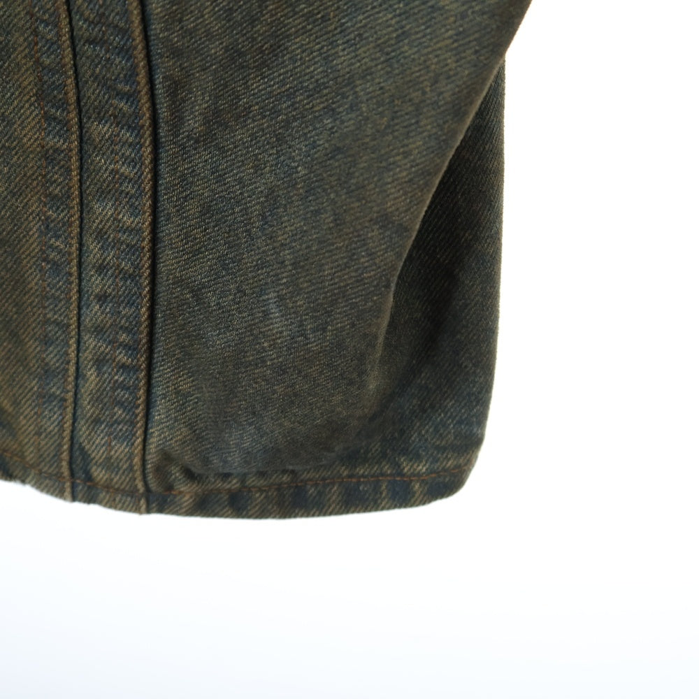 NVRFRGT(ネバーフォーゲット) STUDIOUS別注 3D TWISTED WIDE LEG JEANS OIL オイルコーティング ワイドレッグパンツ インディゴ/ブラウン EXST241P01A