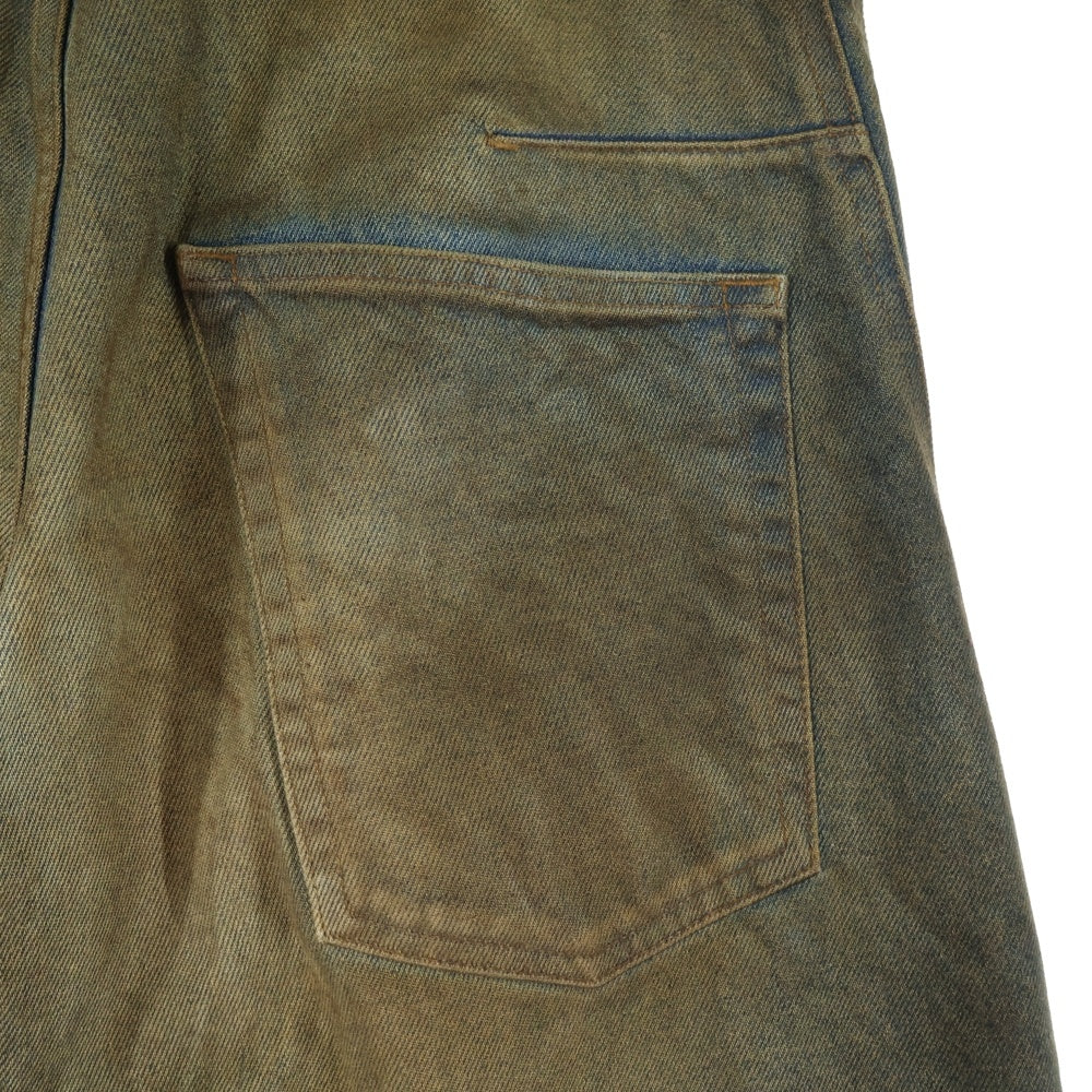 NVRFRGT(ネバーフォーゲット) STUDIOUS別注 3D TWISTED WIDE LEG JEANS OIL オイルコーティング ワイドレッグパンツ インディゴ/ブラウン EXST241P01A