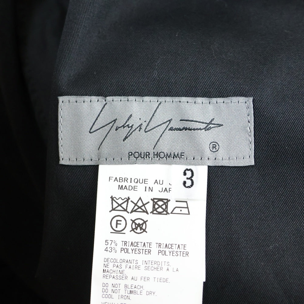 Yohji Yamamoto POUR HOMME(ヨウジヤマモト プールオム) 24SS TUXED SIDE TAPED PANTS タキシード サイド テーパードパンツ ブラック HS-P49-500