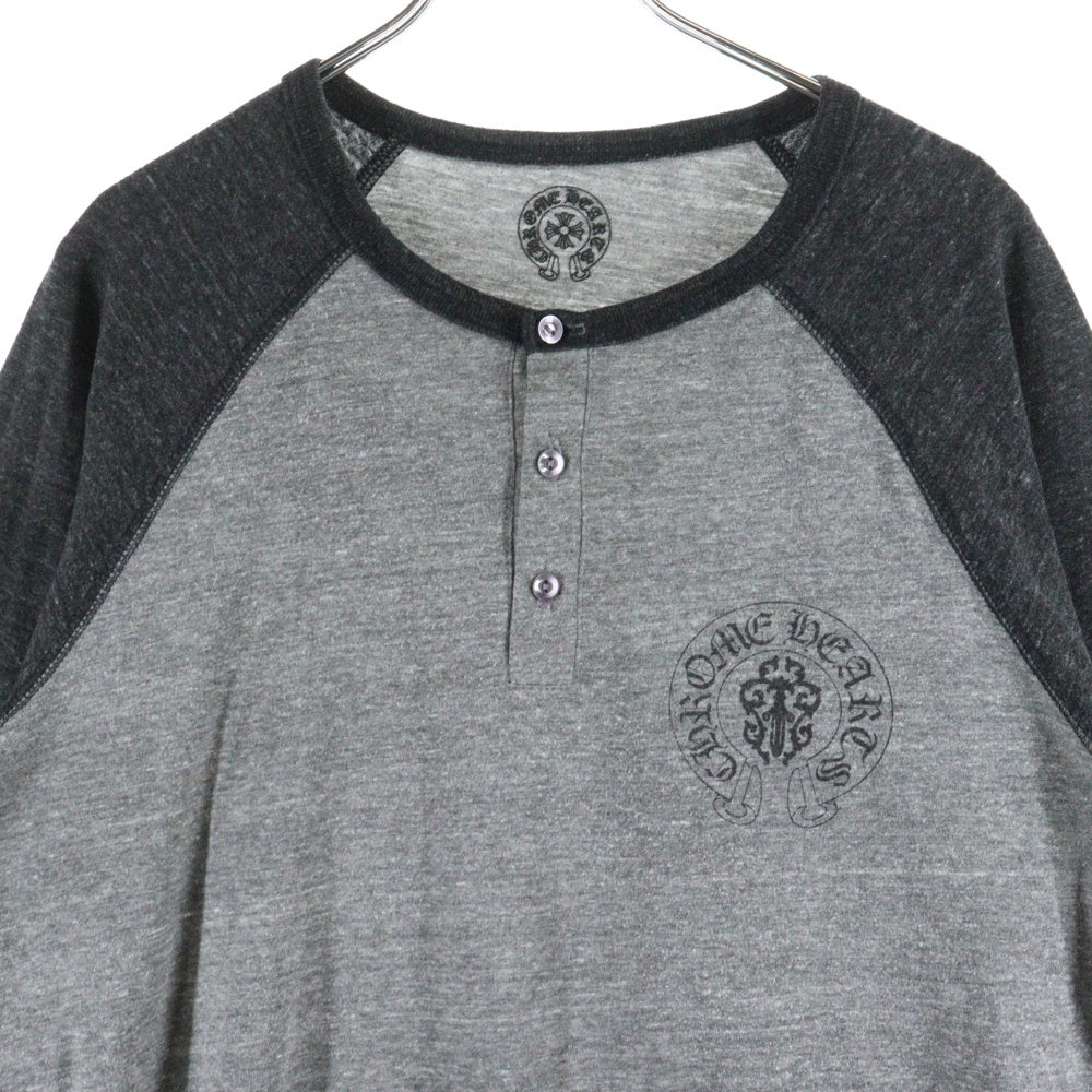 CHROME HEARTS(クロムハーツ) AMERICAN FLAG DAGGR アメリカンフラッグダガー プリント ラグラン 七分丈Tシャツ グレー