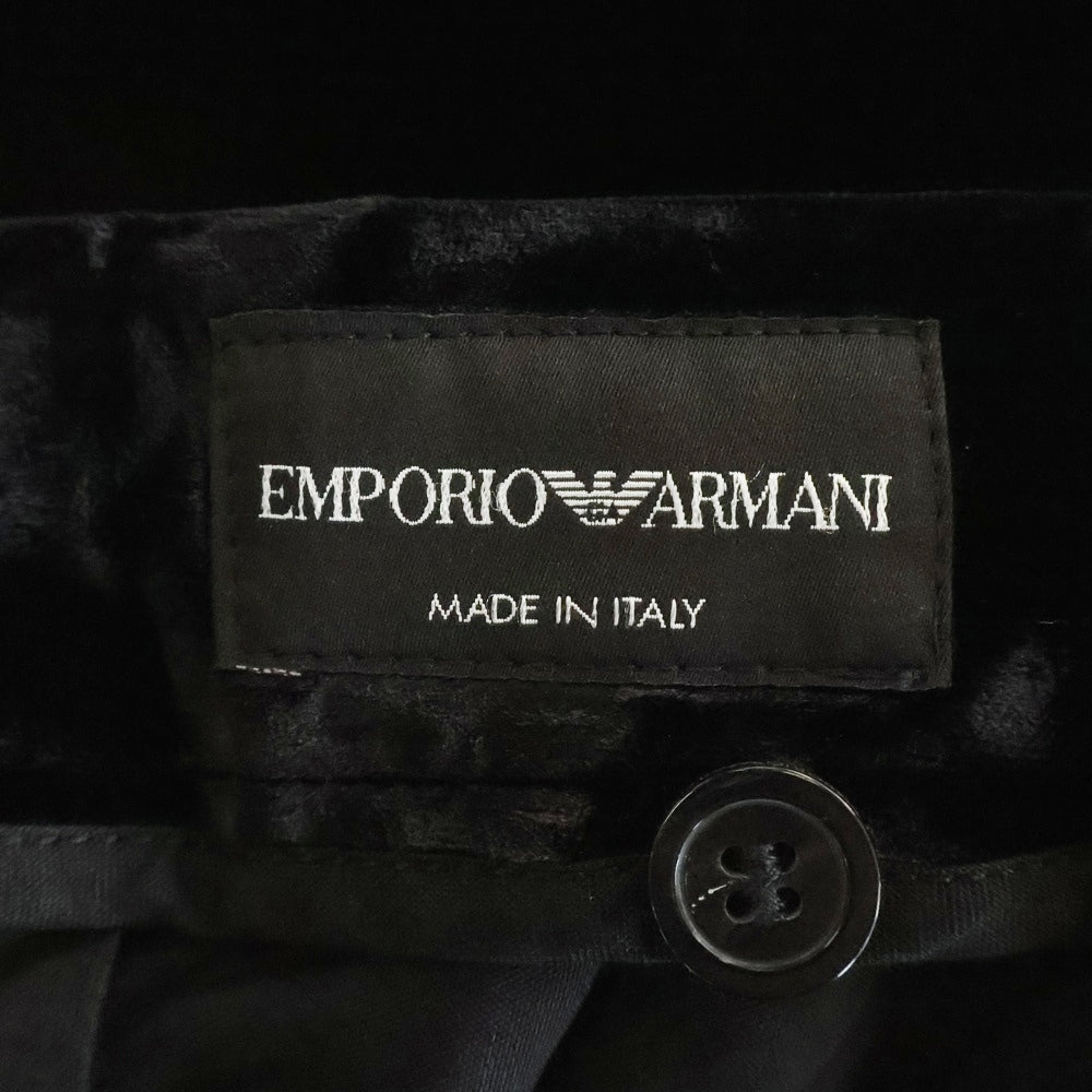 EMPORIO ARMANI(エンポリオアルマーニ) Burgundy Velvet Viscose Blend Zip Fly Dress Pants ジップフライ ドレスパンツ ベロア ブラック 11P290 11397