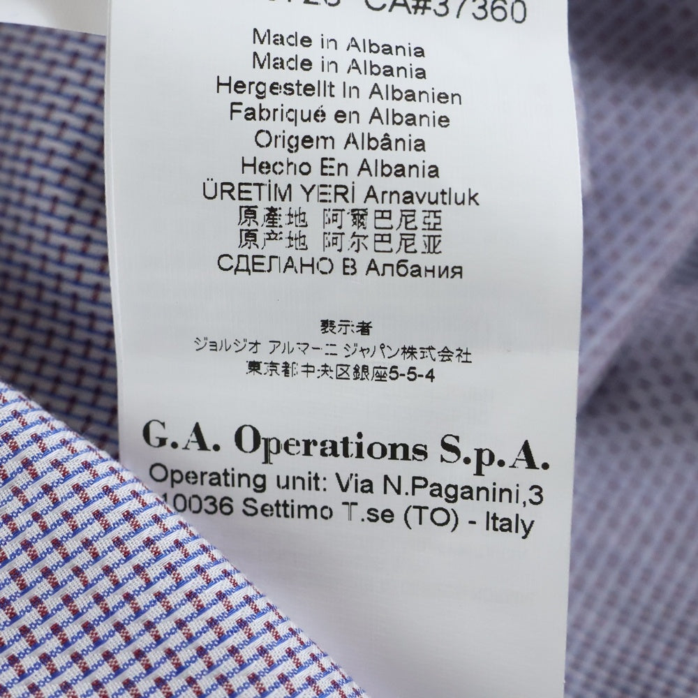 EMPORIO ARMANI(エンポリオアルマーニ) Modern Fit 長袖チェックシャツ コットン パープル