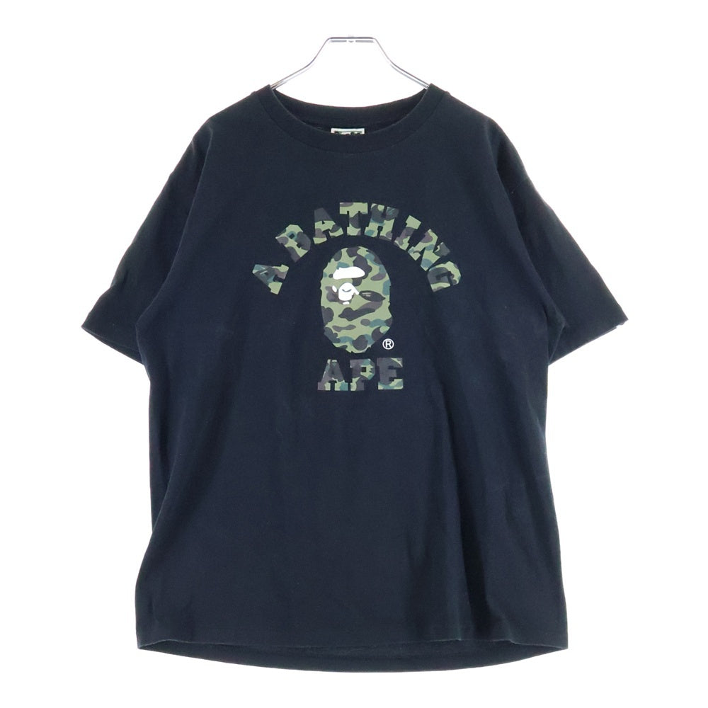 A BATHING APE(アベイシングエイプ) CAMO COLLEGE TEE カモ柄 カレッジ 半袖Tシャツ カットソー ブラック 001TEL301012M