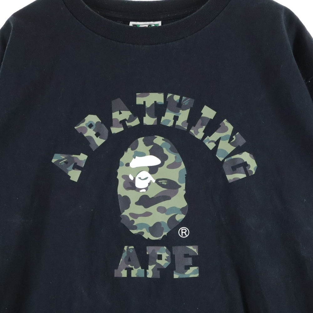 A BATHING APE(アベイシングエイプ) CAMO COLLEGE TEE カモ柄 カレッジ 半袖Tシャツ カットソー ブラック 001TEL301012M