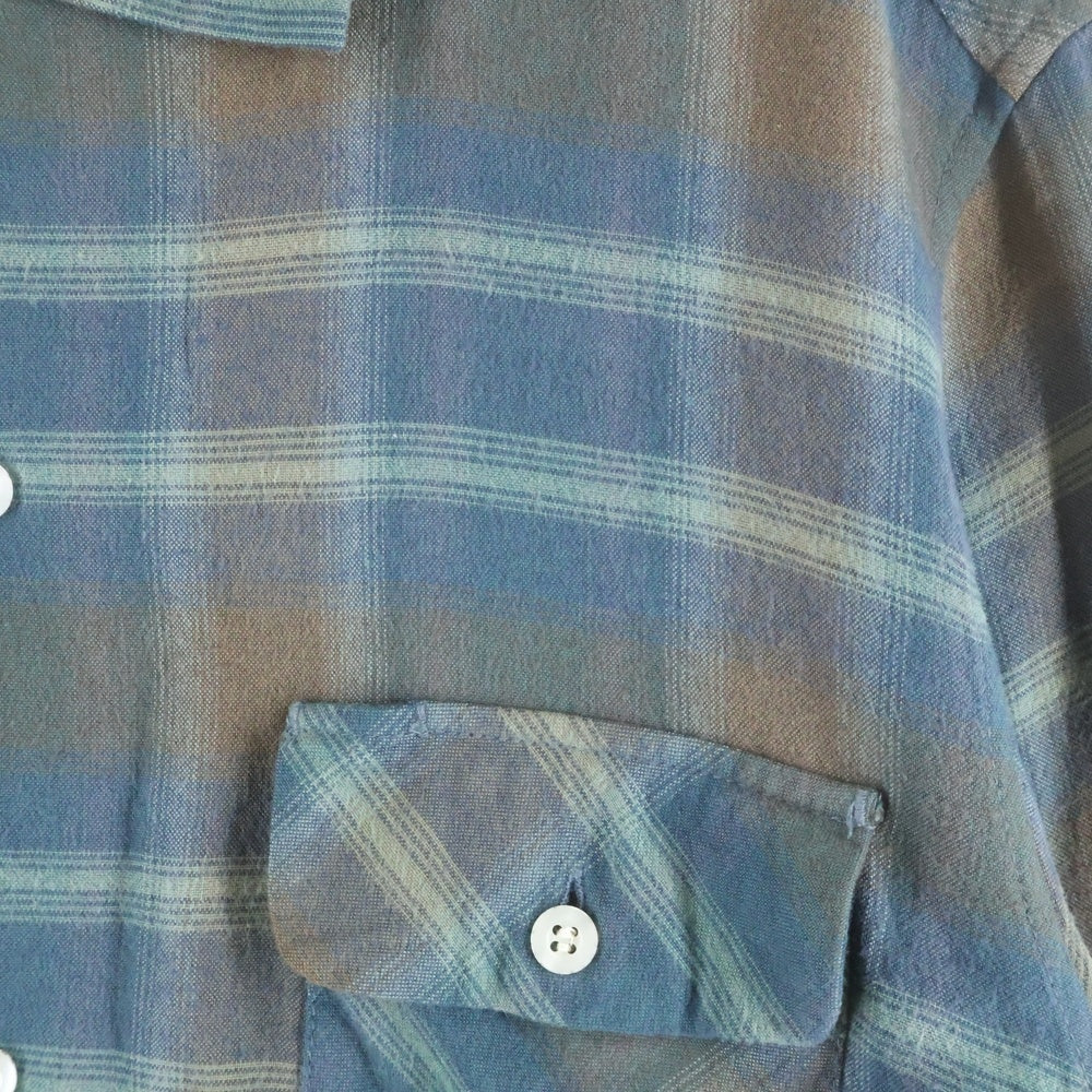 WTAPS(ダブルタップス) VATOS L/S レーヨン オンブレチェック 長袖シャツ ブルー/ブラウン 101GWDT-SHM02