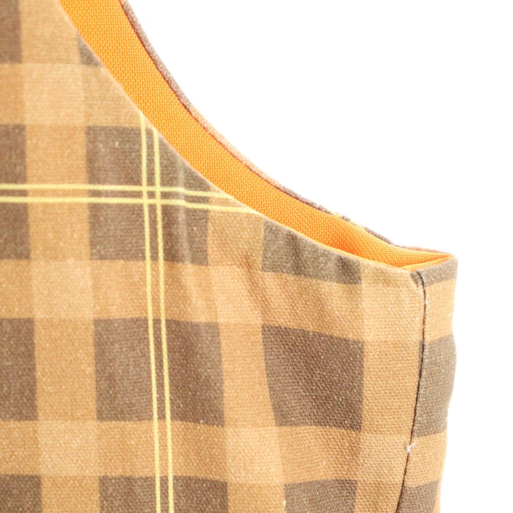 NO BRAND(ノーブランド) SOL soonerorlater 25SS REVERSIBLE CHECKED VEST スーナーオアレイター リバーシブル チェック ベスト ブラウン 251SOL03