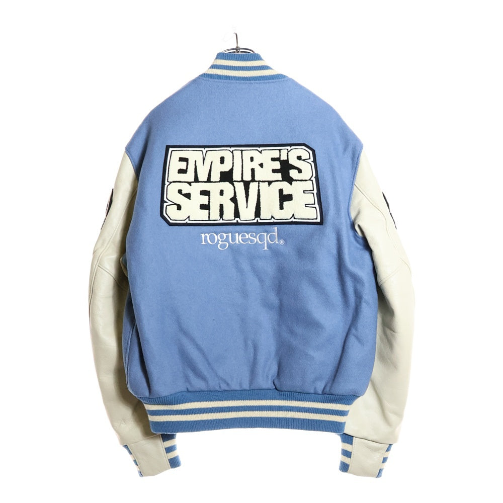 WTAPS(ダブルタップス) ×GOLDEN BEAR ゴールデンベアー 袖レザー ワッペン スタジアムジャケット スタジャン ホワイト/ブルー