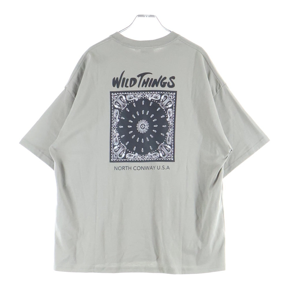 WILD THINGS(ワイルドシングス) FREAKS STORE別注 バンダナ バックプリント クルーネック半袖Tシャツ カットソー グレー 1226319600133