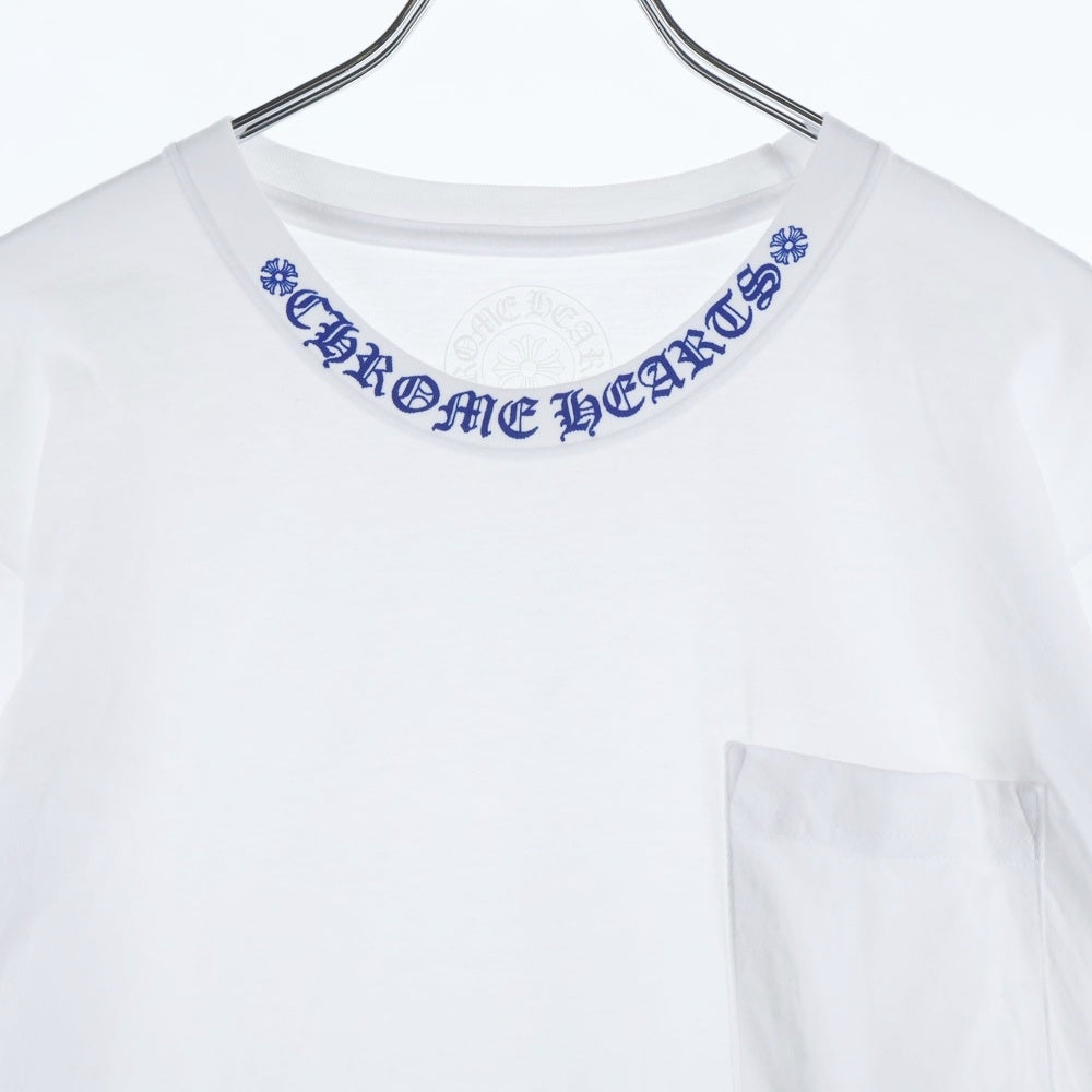 CHROME HEARTS(クロムハーツ) NECK LOGO CH L/S TEE ネックロゴ プリント長袖Tシャツ カットソー ホワイト/ブルー