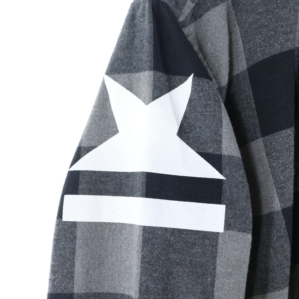 HYDROGEN(ハイドロゲン) バックロゴプリント チェック柄 長袖シャツ ブラック/グレー