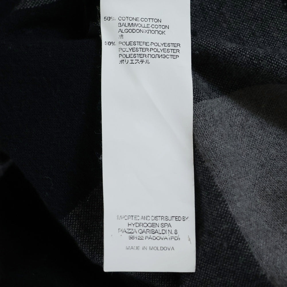 HYDROGEN(ハイドロゲン) バックロゴプリント チェック柄 長袖シャツ ブラック/グレー