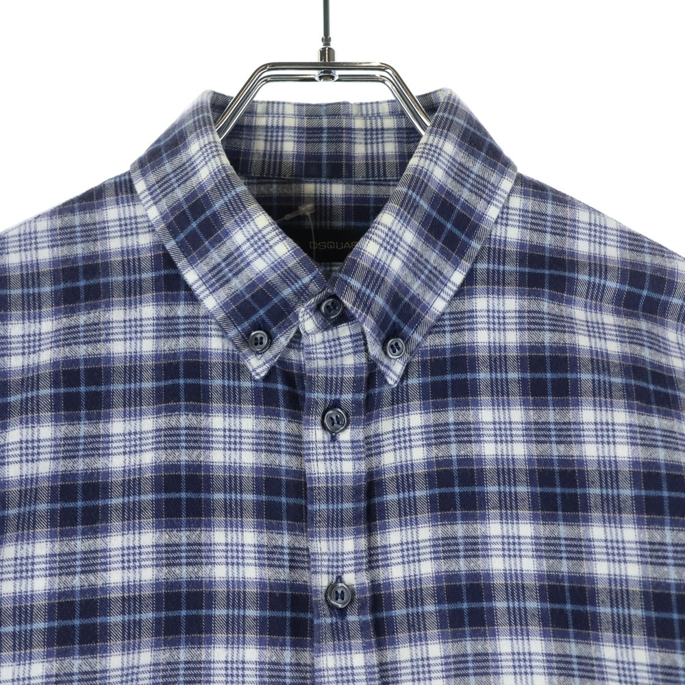 DSQUARED2(ディースクエアード) 13AW ボタンダウン チェック柄 長袖シャツ ネイビー/ホワイト S71DL0664 S41991