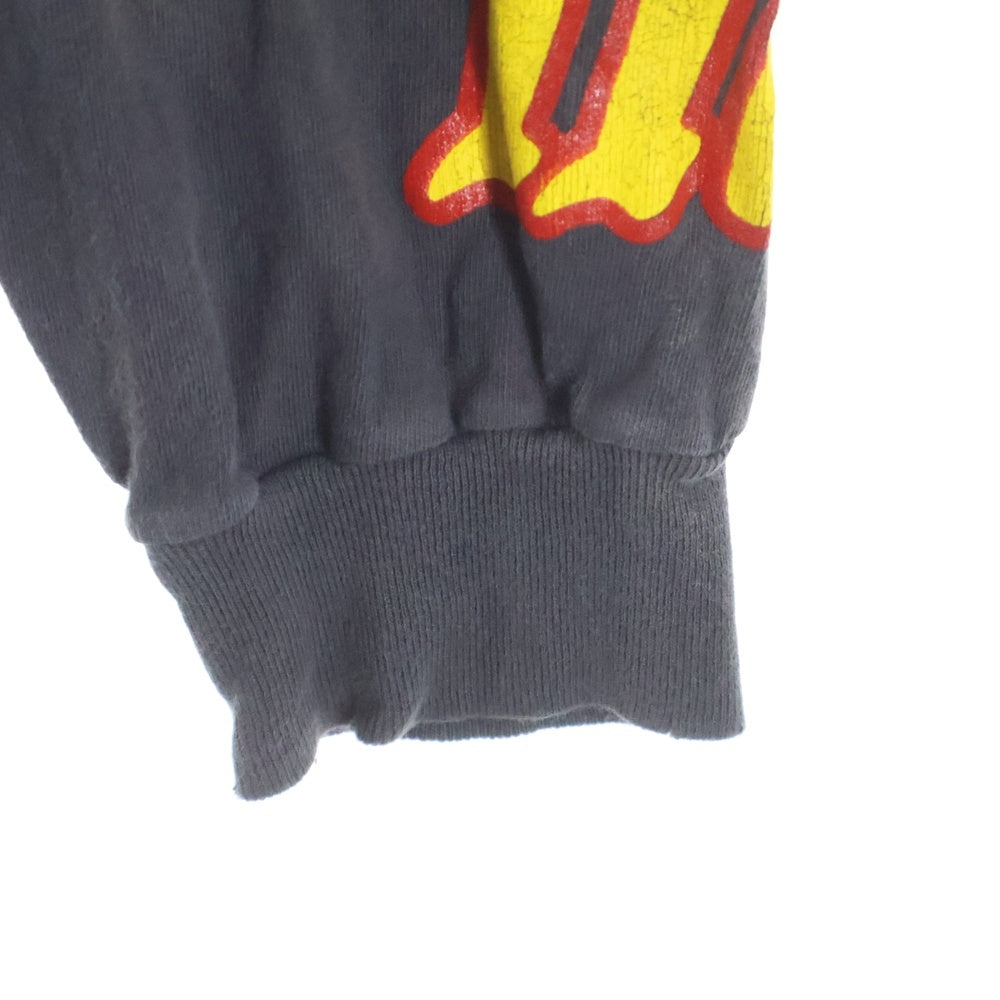 SAINT MICHAEL(セントマイケル) 24AW LS TEE / SOUL ON FIRE ヴィンテージ加工 長袖Tシャツ ロングスリーブカットソー ブラック SM-YS1-0000-012