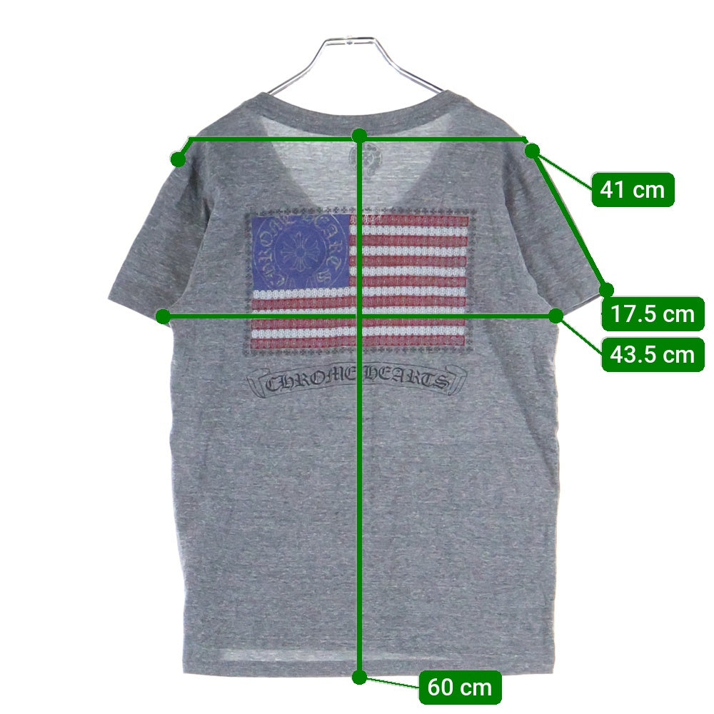 CHROME HEARTS(クロムハーツ) OLD AMERICAN FLAG TEE オールド アメリカンフラッグTシャツ 星条旗 ホースシュープリント 半袖カットソー グレー