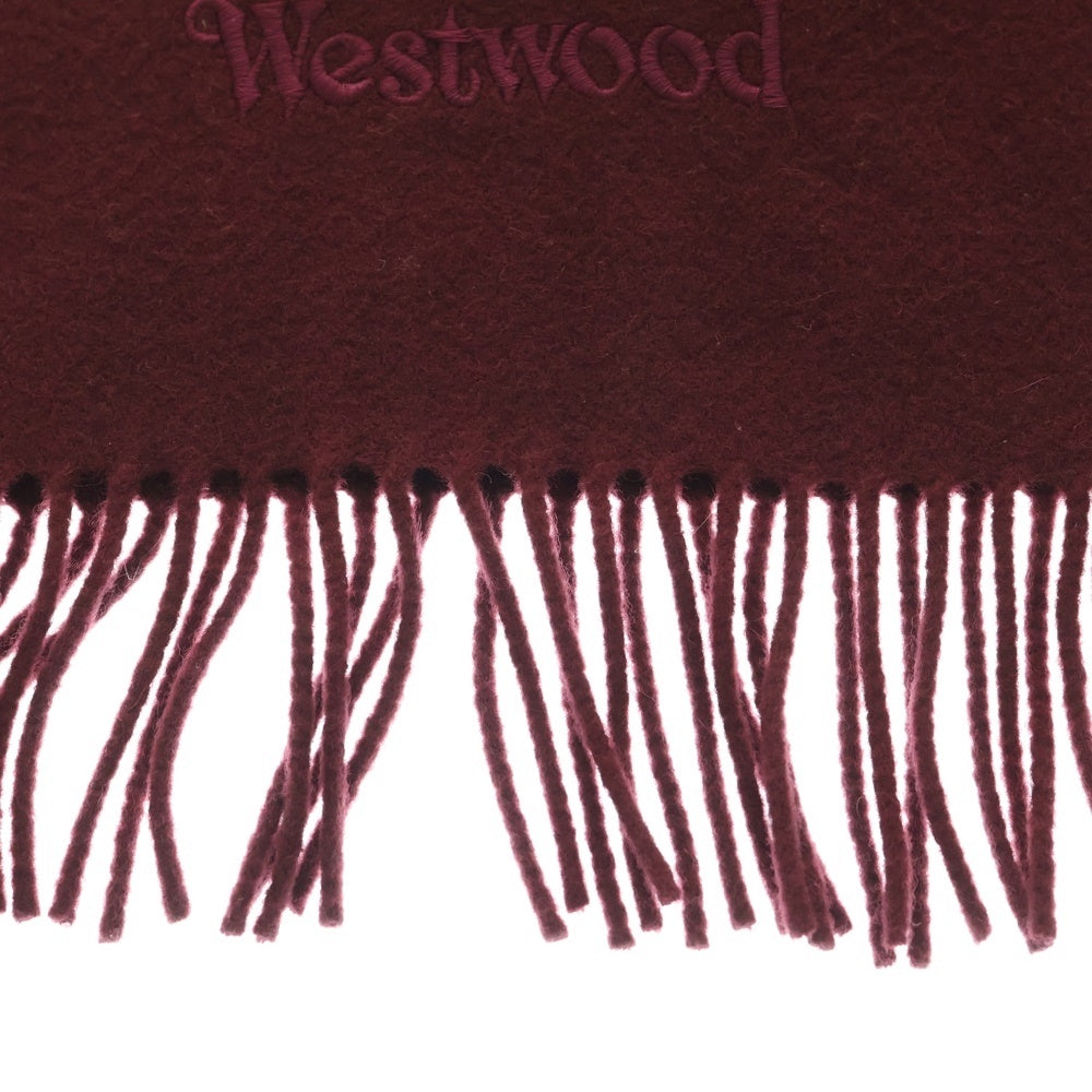Vivienne Westwood(ヴィヴィアンウエストウッド) ロゴ刺繍 ウール ロングマフラー ボルドー レディース