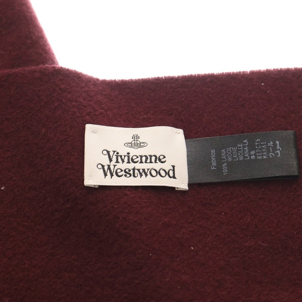 Vivienne Westwood(ヴィヴィアンウエストウッド) ロゴ刺繍 ウール ロングマフラー ボルドー レディース