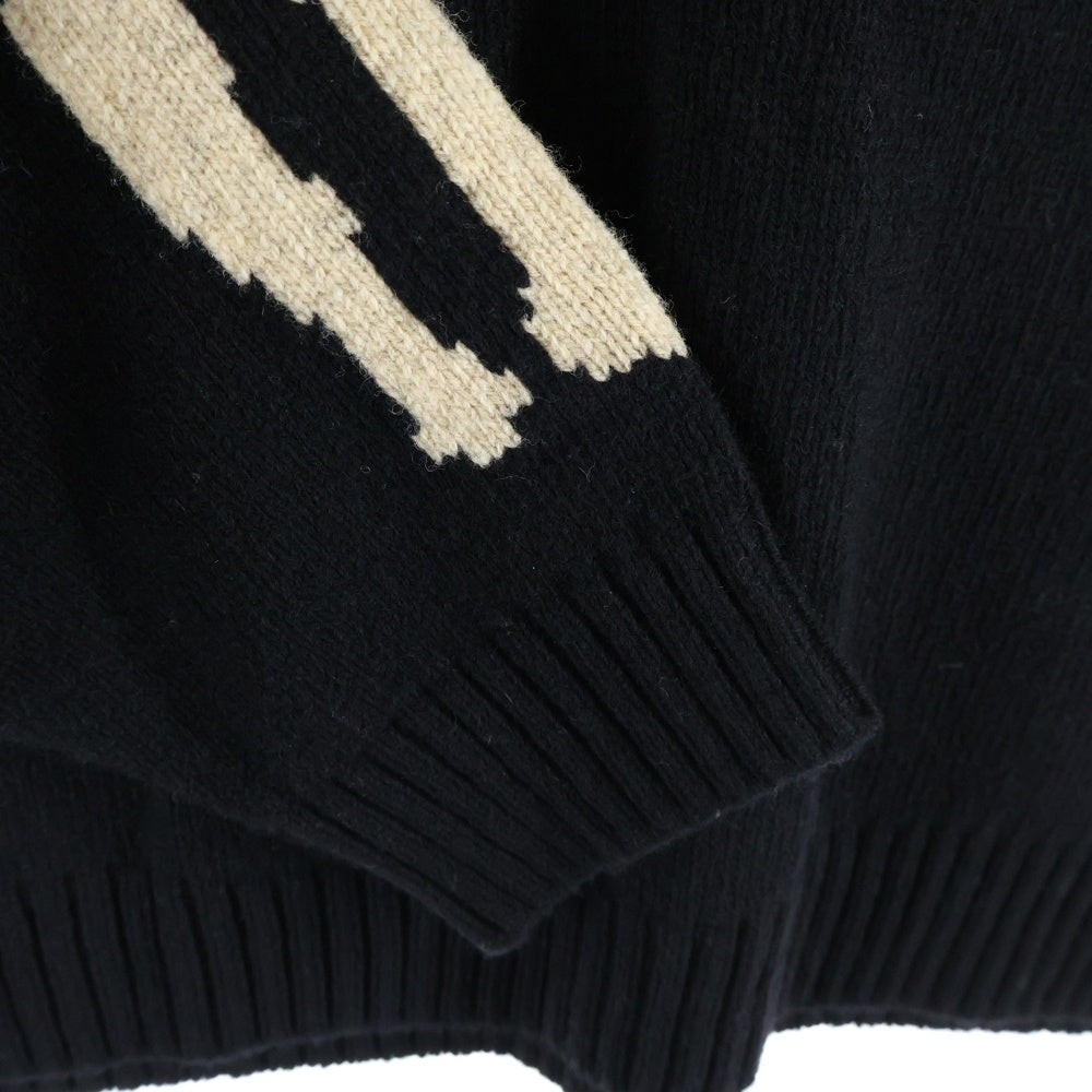 KAPITAL(キャピタル) 5G WOOL BONE SWEATER ウール クルーネックセーター ブラック EK-1537KNA