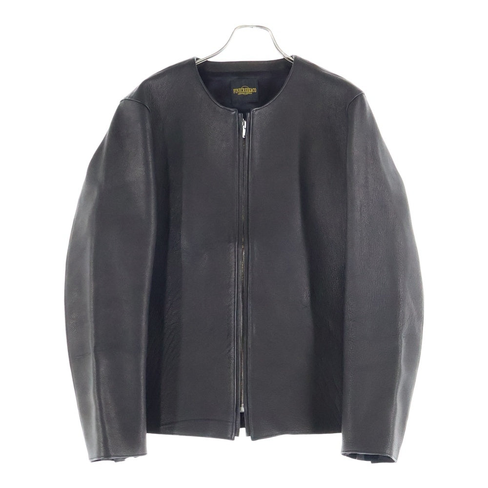 FINE CREEK LEATHERS(ファインクリークレザーズ) SINGLE RIDERS JACKET BUD DEER カラーレス シングルライダースジャケット ブラック ACJK041