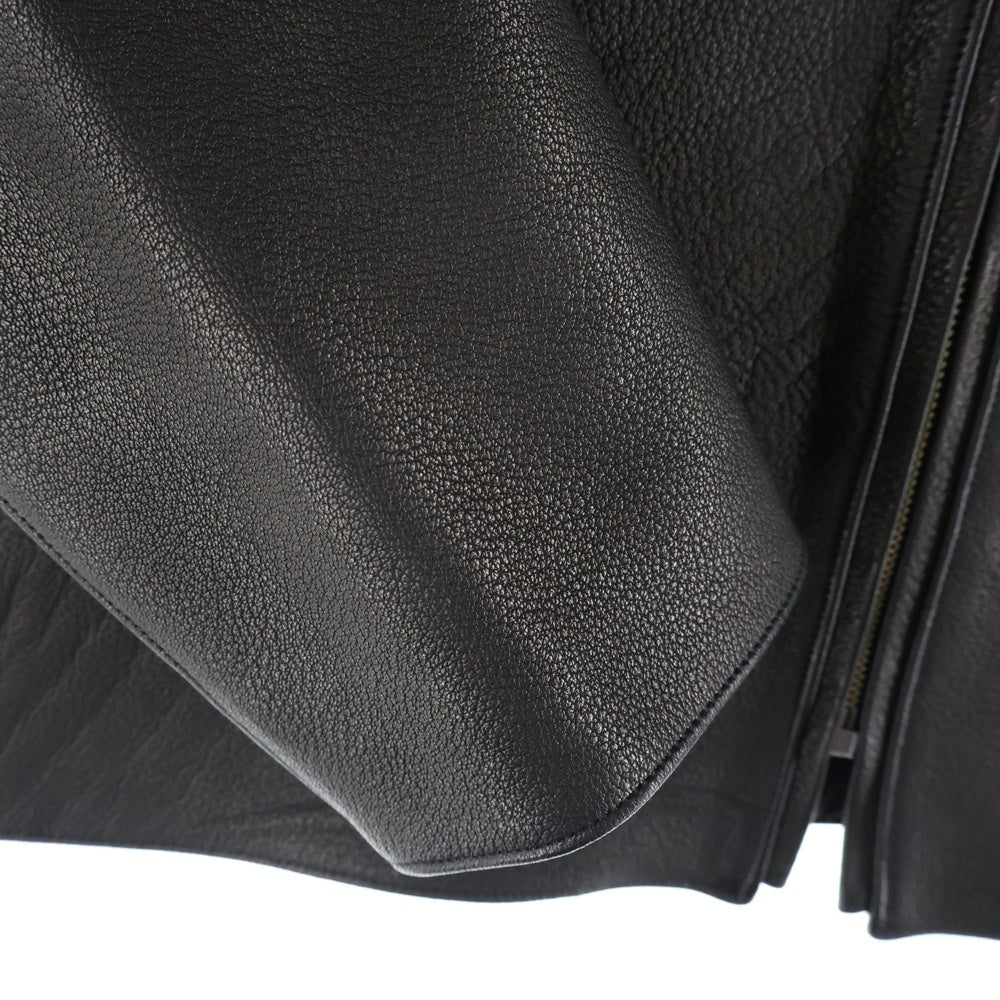 FINE CREEK LEATHERS(ファインクリークレザーズ) SINGLE RIDERS JACKET BUD DEER カラーレス シングルライダースジャケット ブラック ACJK041