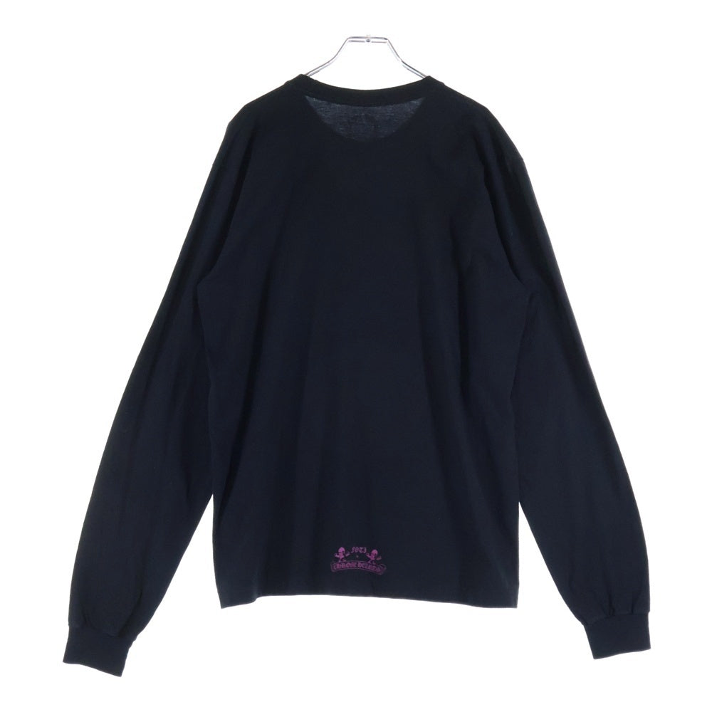 CHROME HEARTS(クロムハーツ) FOTI SCROLL LOGO L/S TEE フォティー スカルロゴプリント クルーネック ロングスリーブ 長袖Tシャツ カットソー ブラック/パープル