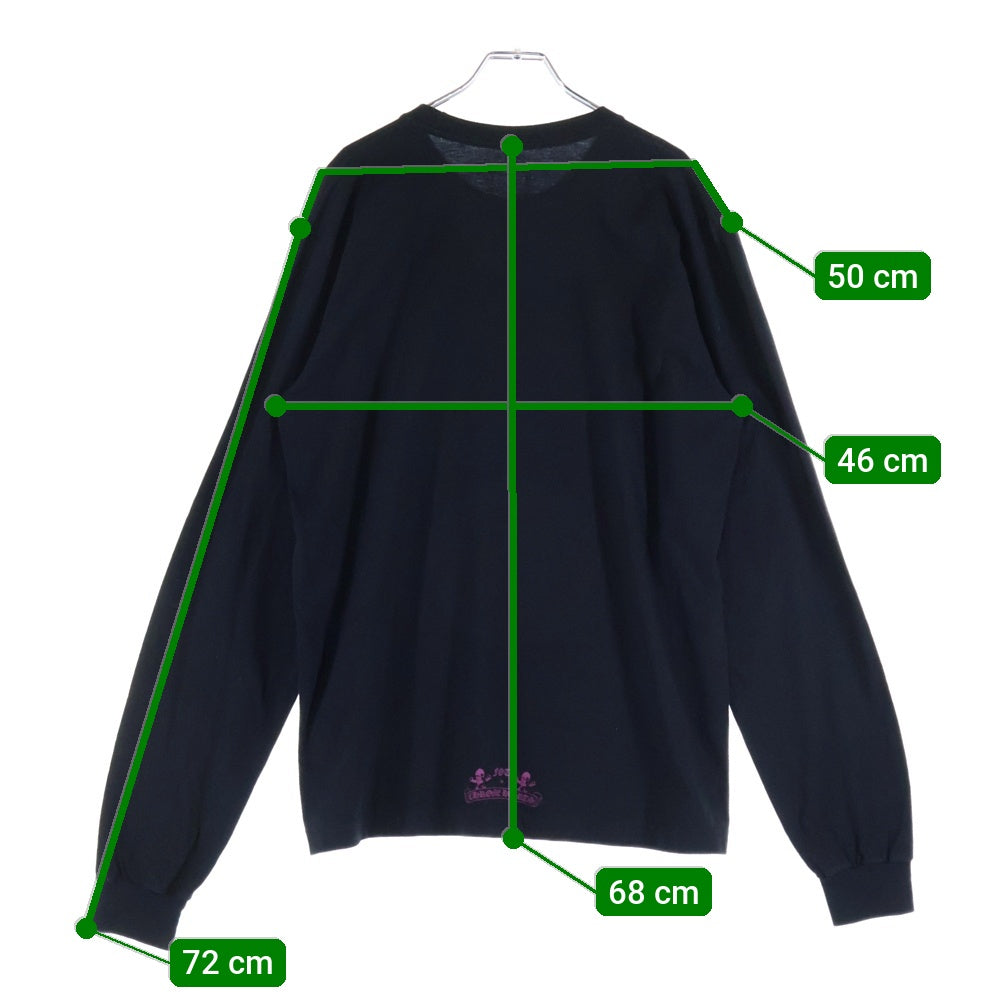 CHROME HEARTS(クロムハーツ) FOTI SCROLL LOGO L/S TEE フォティー スカルロゴプリント クルーネック ロングスリーブ 長袖Tシャツ カットソー ブラック/パープル