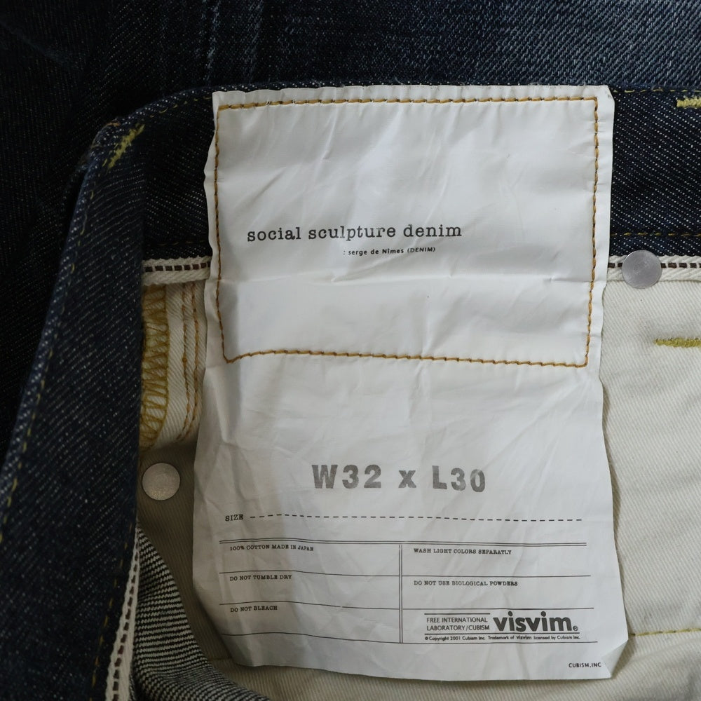 VISVIM(ヴィスヴィム) SOCIAL SCULPTURE DENIM 03NW ヴィンテージ加工 リジッド デニムパンツ インディゴ