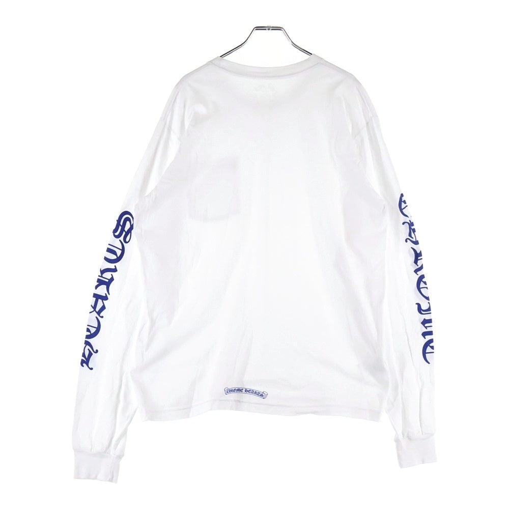 CHROME HEARTS(クロムハーツ) Neck Logo ネックロゴ アームプリント ロングスリーブ L/S 長袖 ポケットTシャツ カットソー ホワイト/ブルー