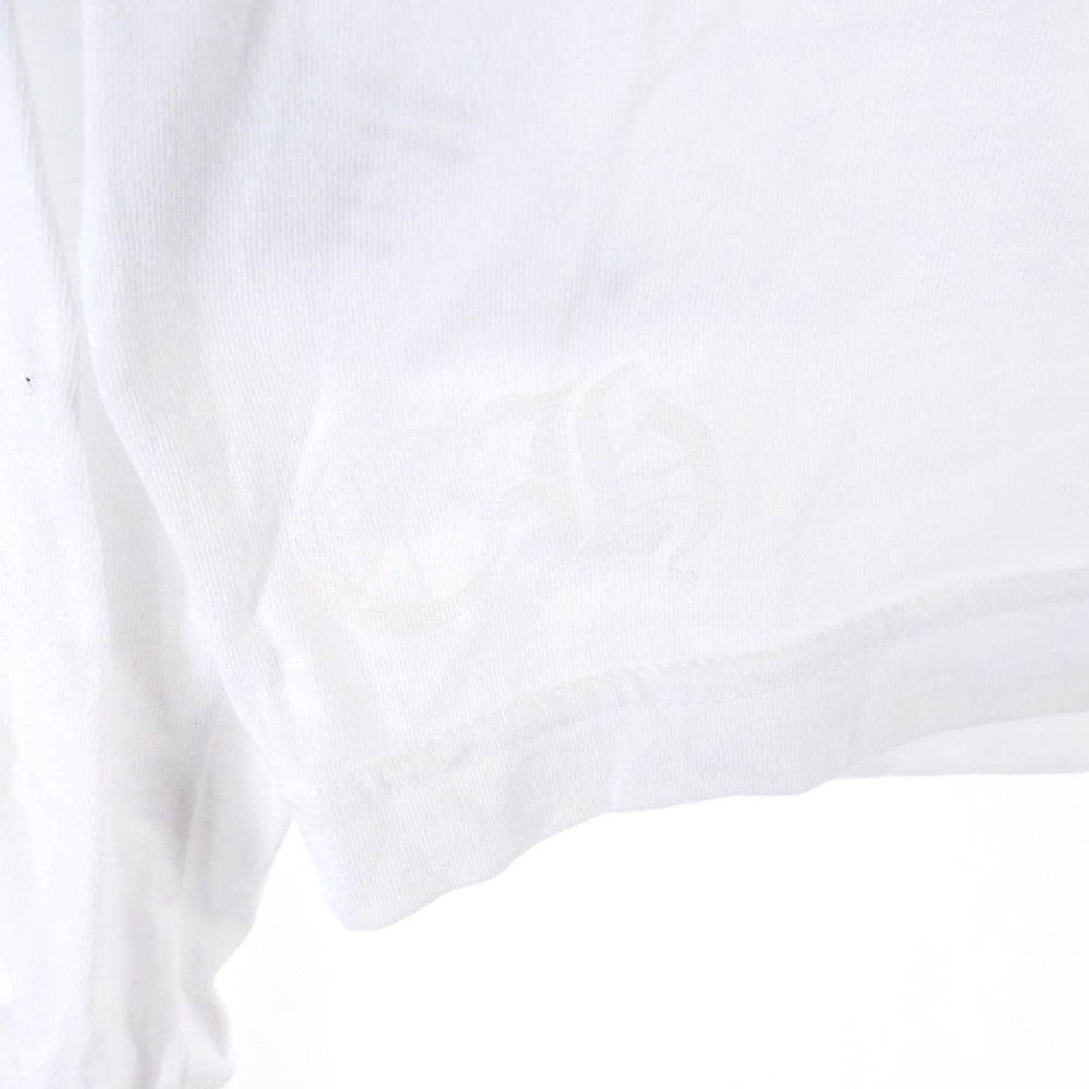CHROME HEARTS(クロムハーツ) Neck Logo ネックロゴ アームプリント ロングスリーブ L/S 長袖 ポケットTシャツ カットソー ホワイト/ブルー
