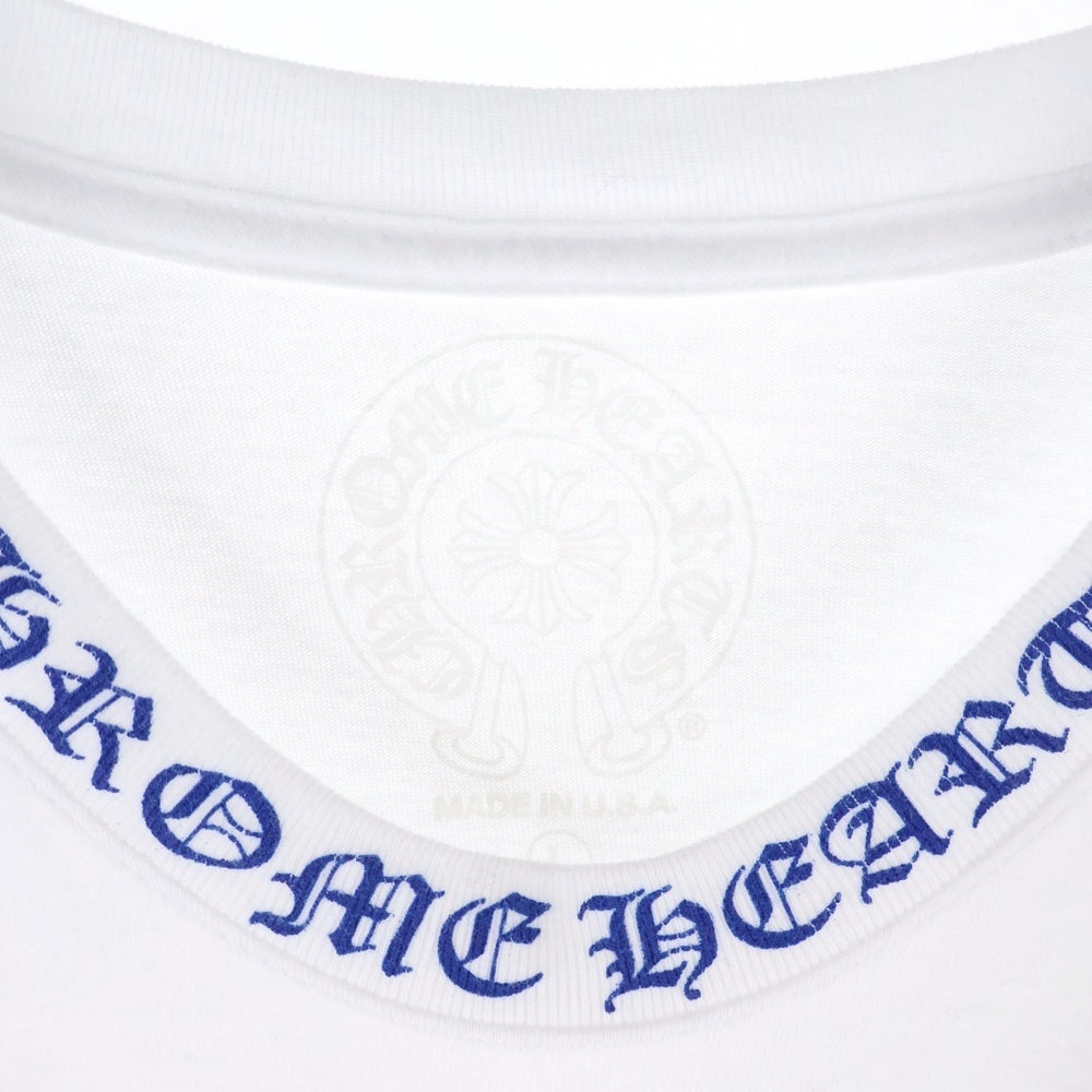 CHROME HEARTS(クロムハーツ) Neck Logo ネックロゴ アームプリント ロングスリーブ L/S 長袖 ポケットTシャツ カットソー ホワイト/ブルー
