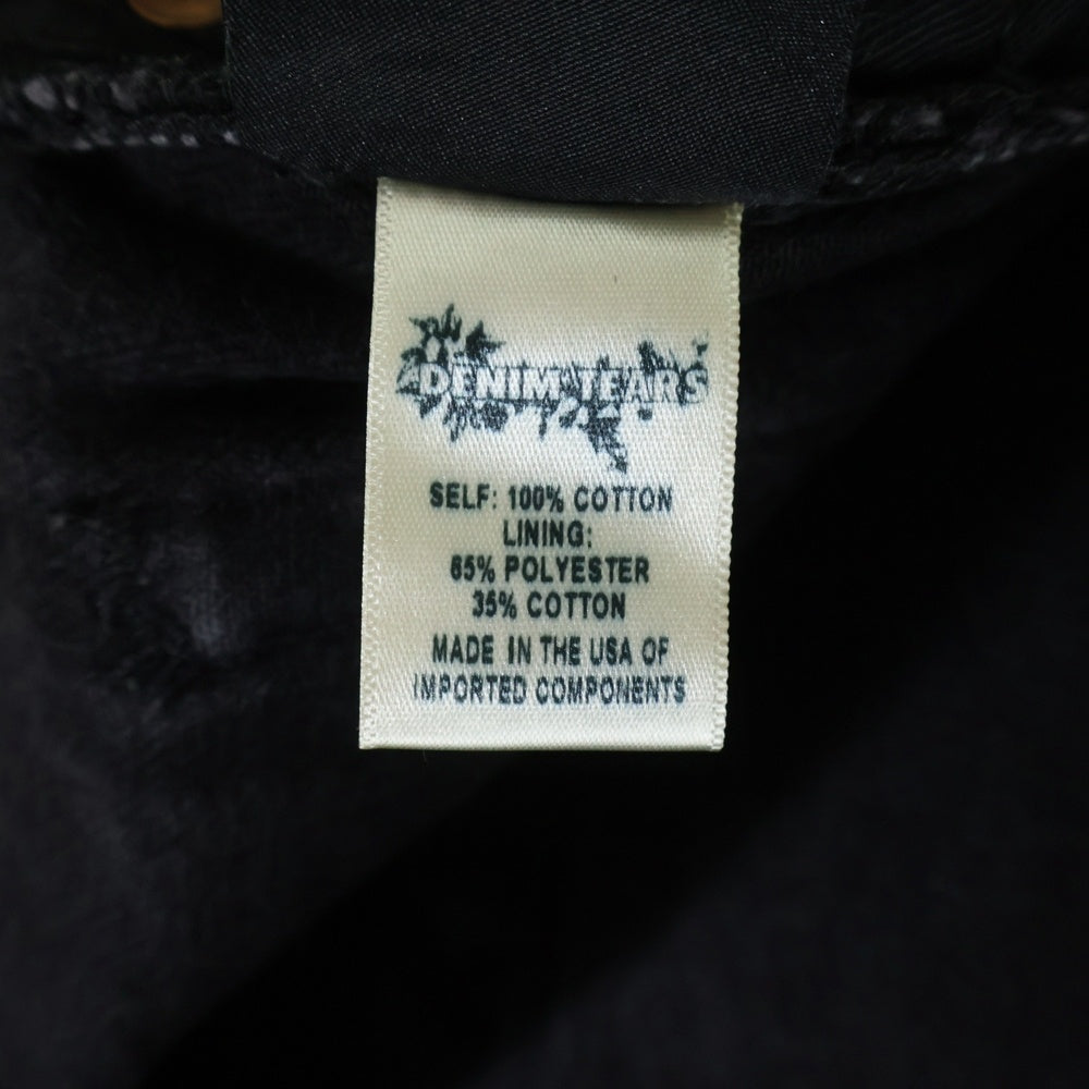 DENIM TEARS(デニムティアーズ) Denim Half Pants デニムハーフ パンツ フラワーロゴ ブラック