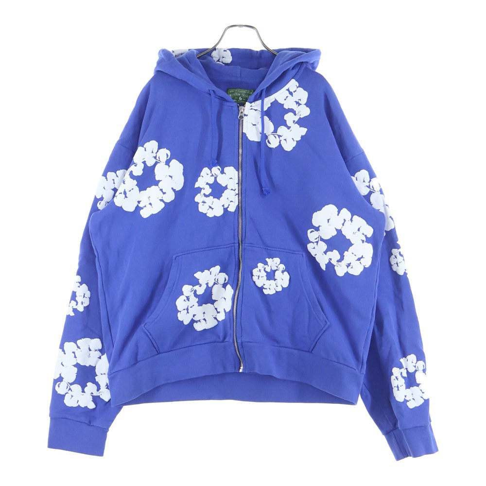 DENIM TEARS(デニムティアーズ) COTTON WREATH ZIP UP HOODIE コットン フラワージップアップパーカー ブルー