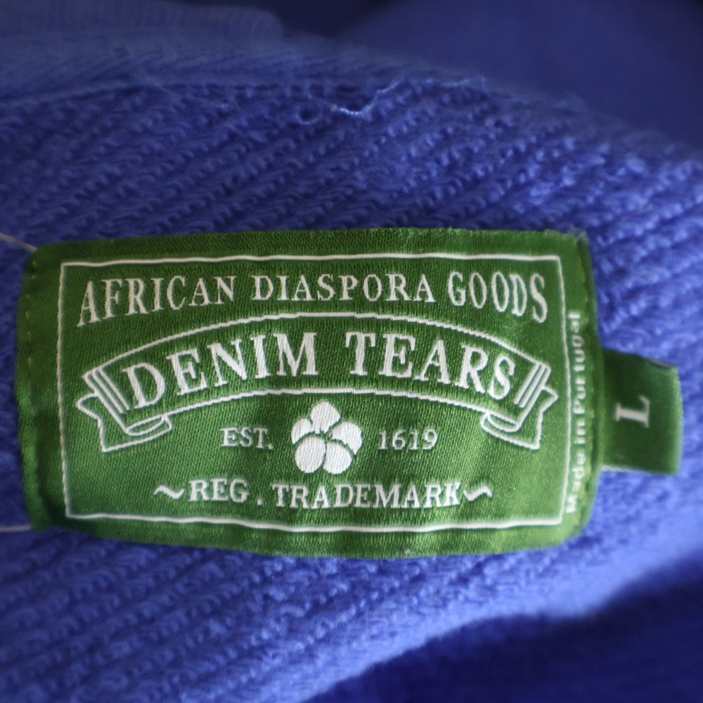DENIM TEARS(デニムティアーズ) COTTON WREATH ZIP UP HOODIE コットン フラワージップアップパーカー ブルー