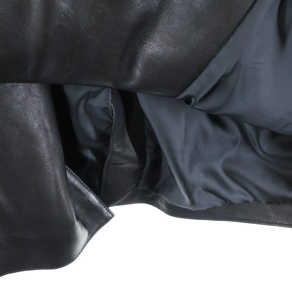 DENIM TEARS(デニムティアーズ) 24AW Leather Coat レザーロングコート ボア フラワー ブラック