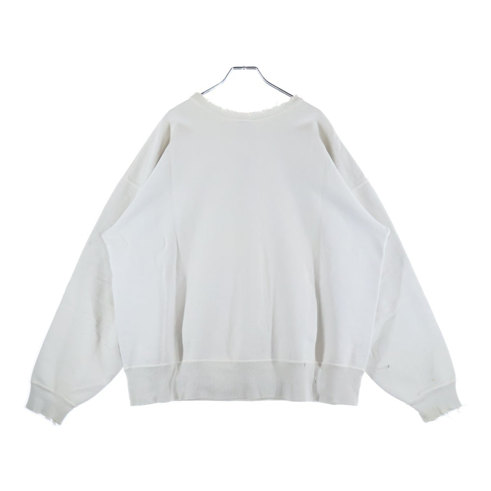 SAINT MICHAEL(セントマイケル) 25SS×BerBerjin BJ CREW NECK SWEAT ベルベルジン フロント染み込みプリント ダメージ加工 クルーネックスウェット ホワイト SM-HR8-0000-C38